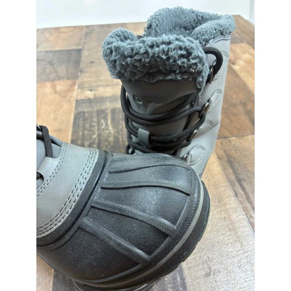 Crocs‎ AllCast II Luxe Winter Boots Grey Black Faux Fur Lined Mens 6 Womens 8